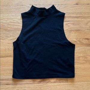 Black, wild, fable, moc-neck, stretchy cropped tank top